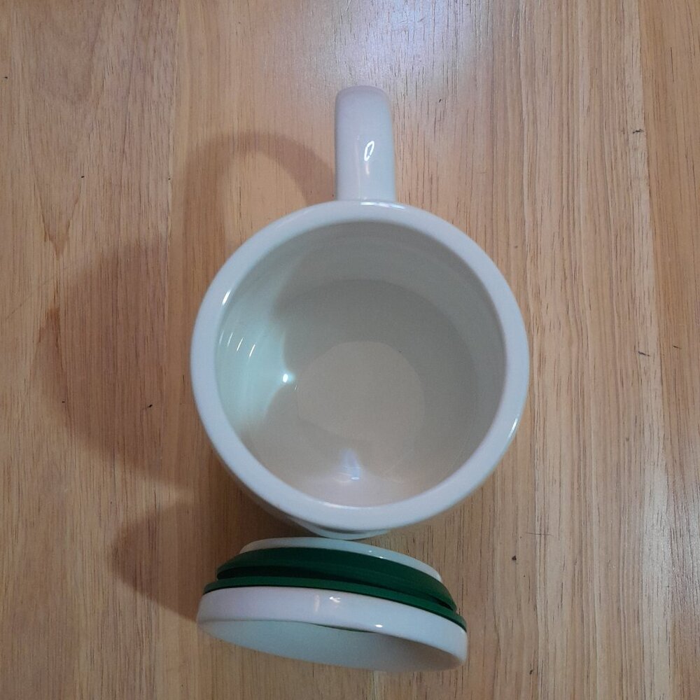 Starbucks 2011 Retired Chubby Ceramic Travel Mug White w Green Siren Logo 16oz - Picture 4 of 7